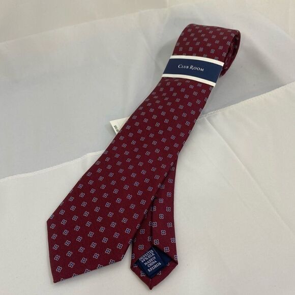 Club Room Men’s Tie Red with Flowers - Picture 1 of 4